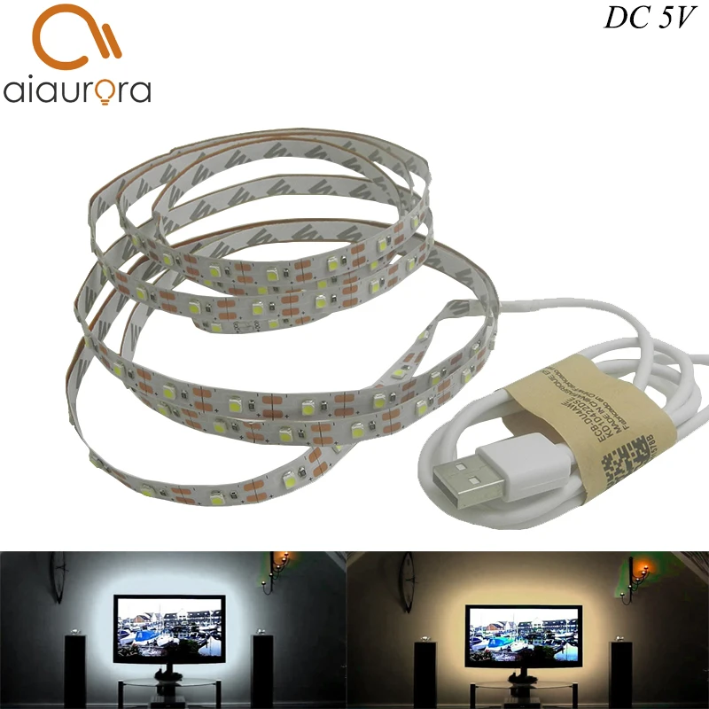 Светодиодная лента SMD3528 с USB разъемом гибкая лампа для подсветки телевизора 5 В 50