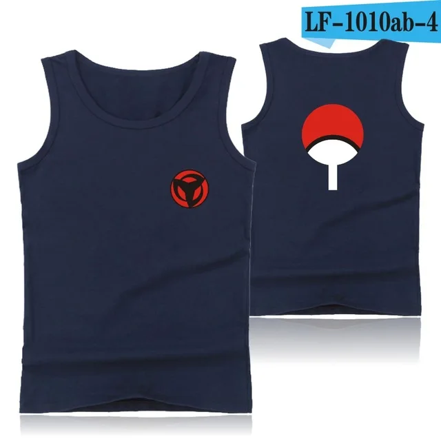 navy blue Ниндзя Хокаге Фитнес Майка мужская Uchiha Syaringan Мода Бодибилдинг летняя майка с бретелями жилет Наруто Аниме рубашка без рукавов - Цвет: navy blue