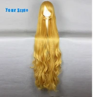 your style synthetic 150cm long wavy cosplay hair wigs women party costume yellow high temperature fiber