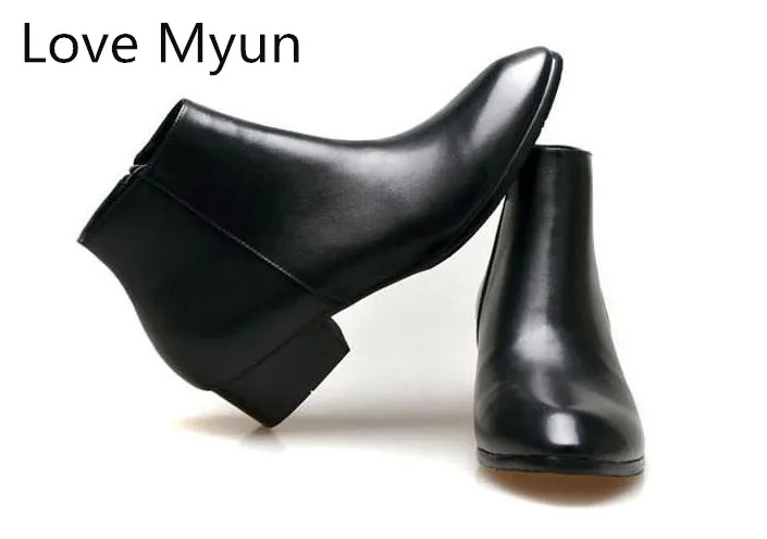 Мужские ботинки на осень и зиму из натуральной кожи с острым носком высоком