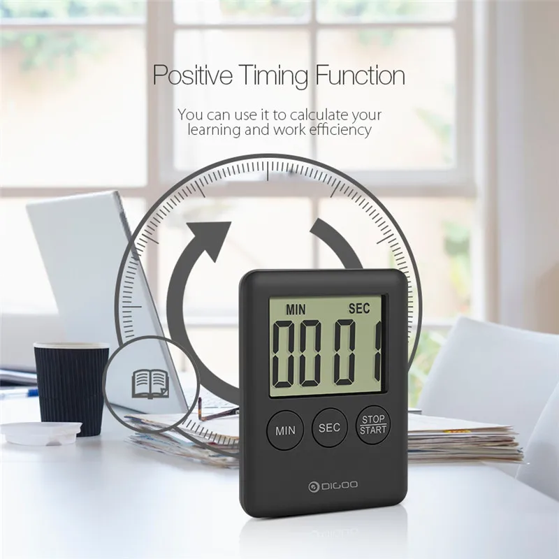 

Digoo DG-TK30 Mini LCD Display Electric Digital Timer Loud Alarm Magnetic Backing Countdown Timer For Cooking Baking Kitchen