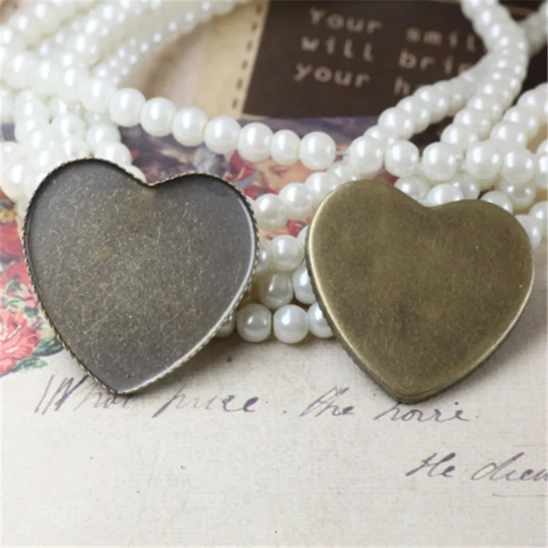 25 мм база из старинной бронзы покрытая медным сердечком разъем для установки