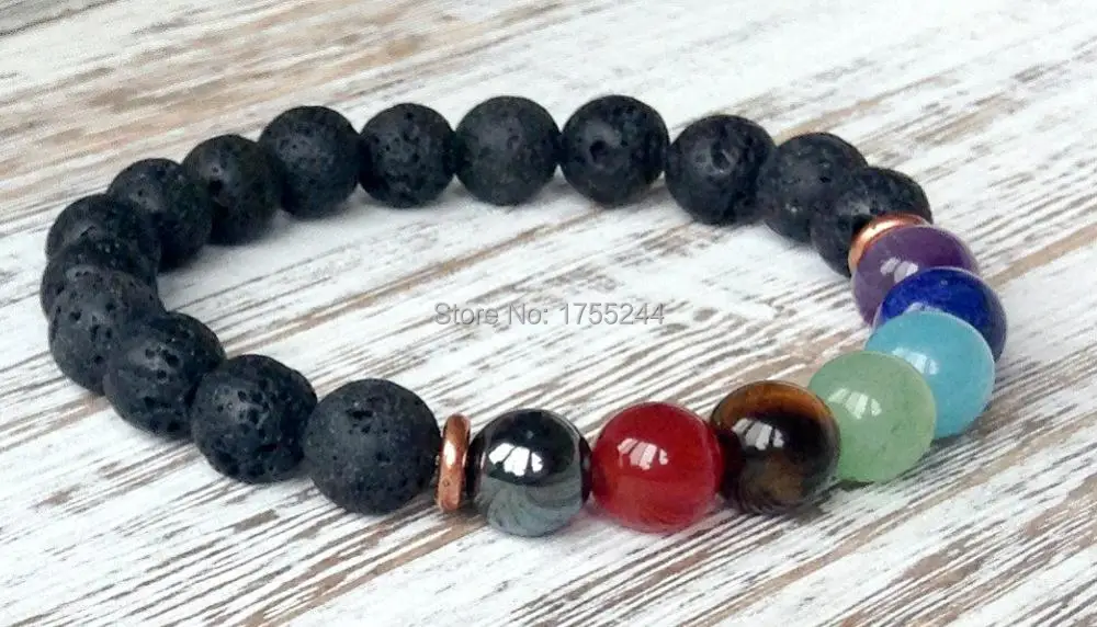 SN1050 2017 Новый дизайн 7 Чакра браслет с вулканической лавой унисекс духовный