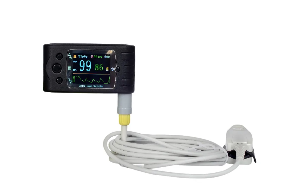 Цветной Пальчиковый пульсоксиметр CMS60C SPO2 2 датчика + сигнализация USB программное