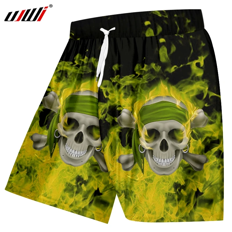 Шорты UJWI мужские пляжные в уличном стиле модная одежда с 3D принтом зеленого