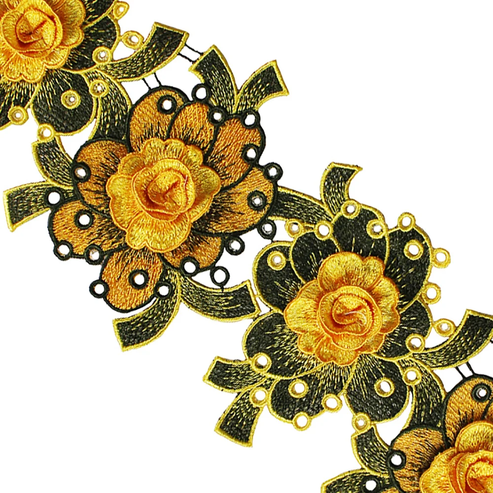 5yards 3D Flower Embroidery Trim Applique Lace Fabric Cord Trimming Motif Venise Embellishment Sewing Accessories T2512 | Дом и сад