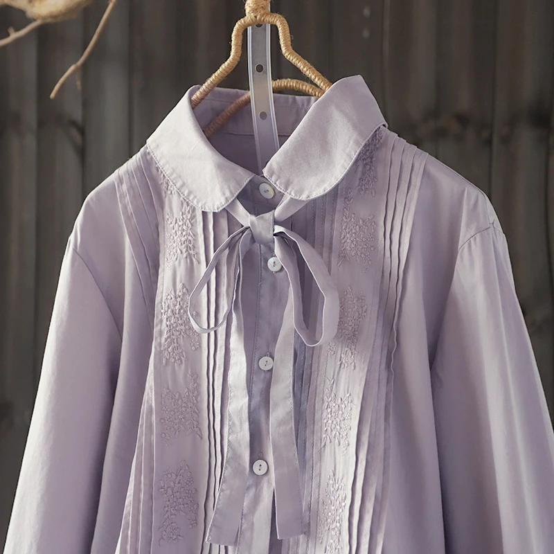 Тонкая Вышивка Питер Пэн воротник бант лента с завязкой длинный рукав