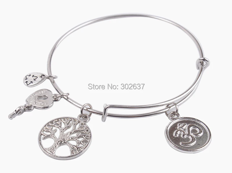 

5PCS /lot Fashion Silver Tone Expandable Wire Bangle Bracelets ,Free Shipping