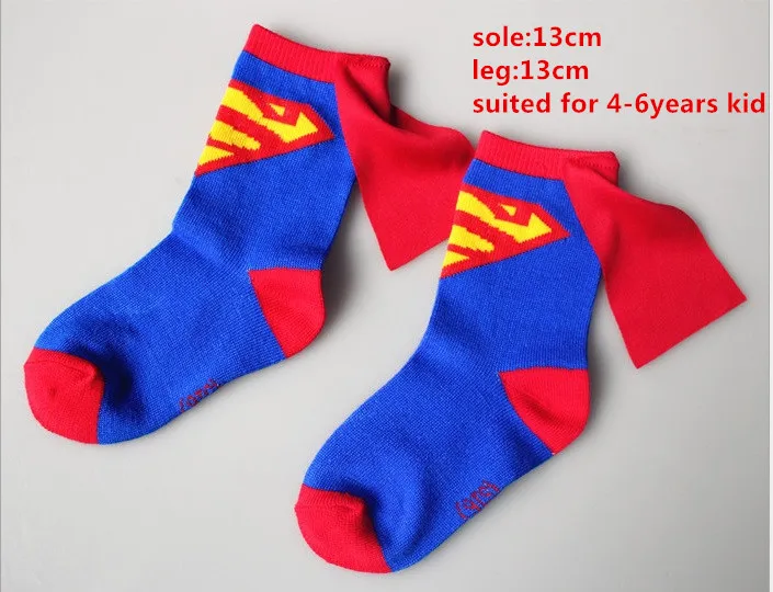 superman Детские носки; носки для костюмированной вечеринки с Бэтменом и накидкой для мальчиков и девочек 4-6 лет; Спортивные Повседневные носки с героями мультфильмов для детей - Цвет: superman