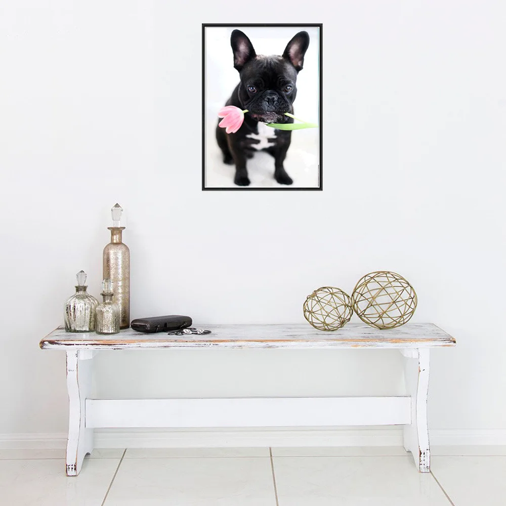 

CAMMITEVER 5D DIY Diamond Painting Bulldog&Rose Diamond Embroidery Cross Stitch Rhinestone Mosaic Decoration