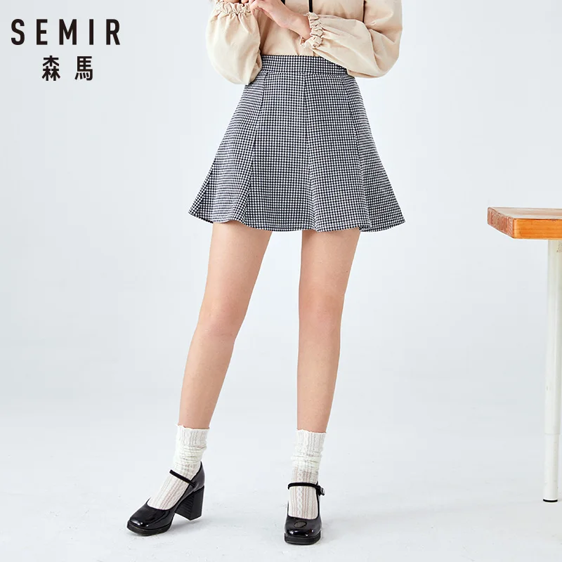 Осень 2019 новая клетчатая юбка SEMIR женская тонкая рыбий хвост шикарная для девушек