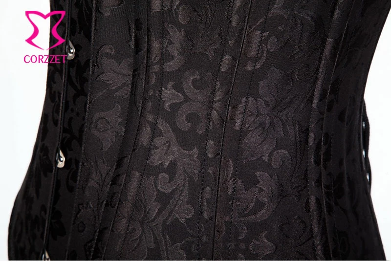 Черный Жаккардовый готический корсет подгрудный корсеты для женщин сексуальные