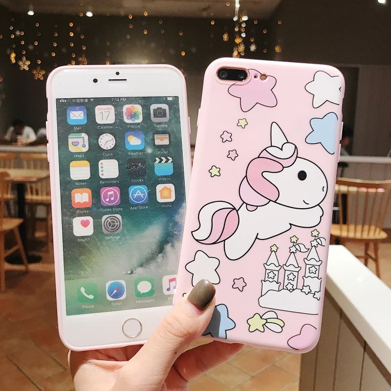 (1PC) cute UNICORN Case For iPhone XS Max XR 10 5 5S 6 6s 7 8 Plus X 6.5 Luxury TPU soft Phone cover |