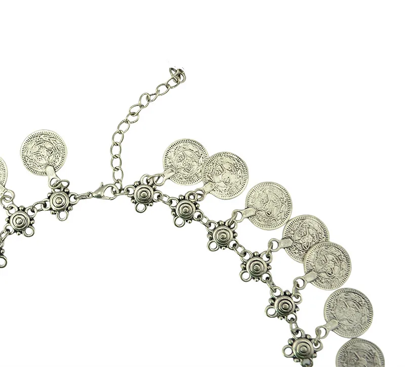 Bohemian Carved Flower Coin Necklace Adjustable Handmade Boho Gypsy Beachy Ethnic Tribal Festival Jewelry Turkish | Украшения и