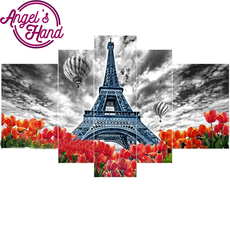 

5pcs/set 5D ROUND Diamond Embroidery Diamond Mosaic Picture Landscape Paris Tower Rhinestones Diamond Painting Cross Stitch Kits