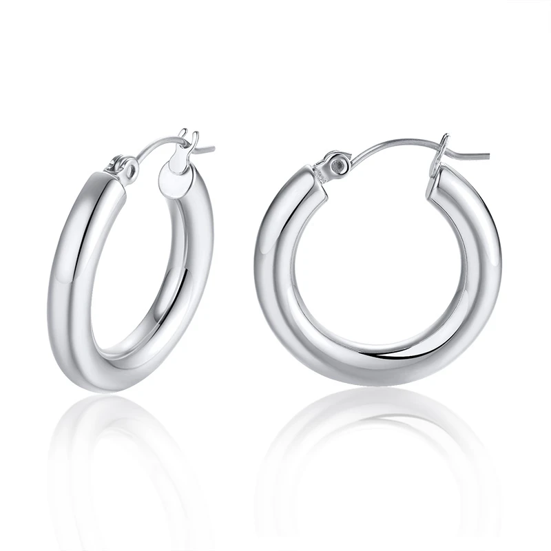 silver Huggie серьги-кольца, заполненные золотом, из нержавеющей стали, средней толщины, очаровательные, Bohe, Женский хрящевой пирсинг, Прямая поставка - Окраска металла: silver