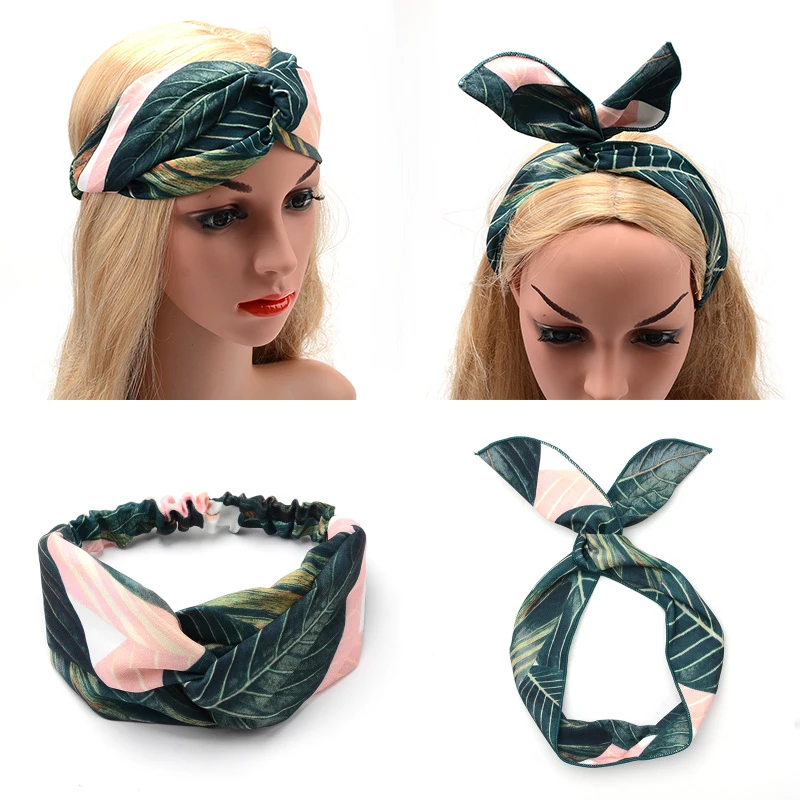 Повязка на голову женская с узлом Модный Эластичный Тюрбан зелеными банановыми