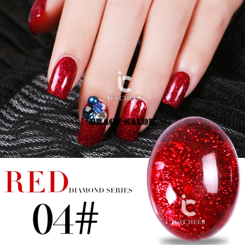 ICYCHEER гель для ногтей UV светодиодный Soak Off Гель лак длительный блеск красный цвет