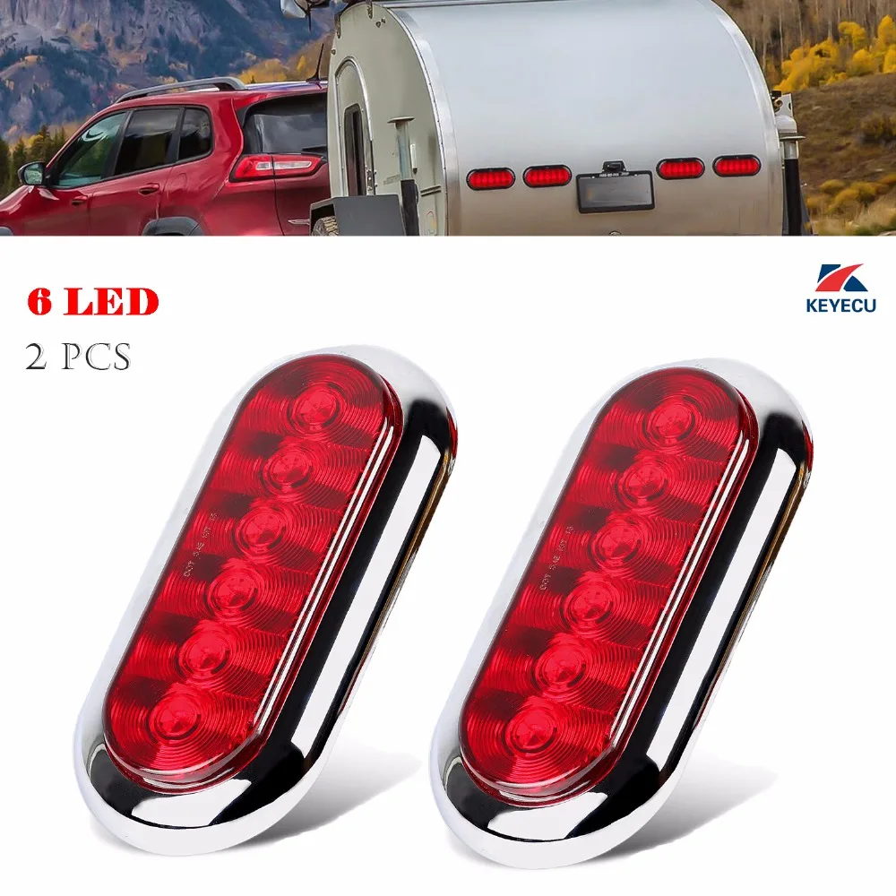Keyecu 6 дюймовый Красный овальный светодиодный стоп сигнал задний фонарь для парка