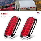 Keyecu 6-дюймовый Красный овальный светодиодный стоп-сигнал поворота, задний фонарь для трейлера, грузовика, водонепроницаемый, 12 В, хром