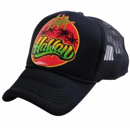 hawaii black cap Акция, унисекс, женская, Мужская модная уличная Кепка с козырьком, кепка для велосипеда, персонаж грузовика, стильная сетчатая белая летняя бейсболка, Кепка От Солнца - Цвет: hawaii black cap