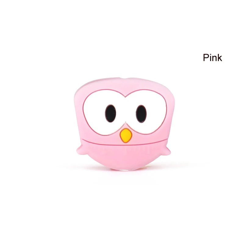 Pink owl 10pcs 10 шт коала силиконовые бусины Сова собака цыпленок утка детские жевательные игрушки для DIY соска цепь ребенок прорезыватель животное уход ожерелье бусы - Цвет: Pink owl 10pcs