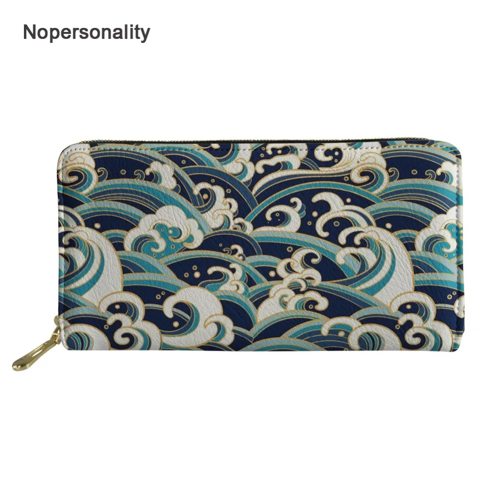 

Nopersonality Colorful Surf Wave Pattern Leather Wallet for Women Casual Female Travel Credit Card Holders Organizer Purse