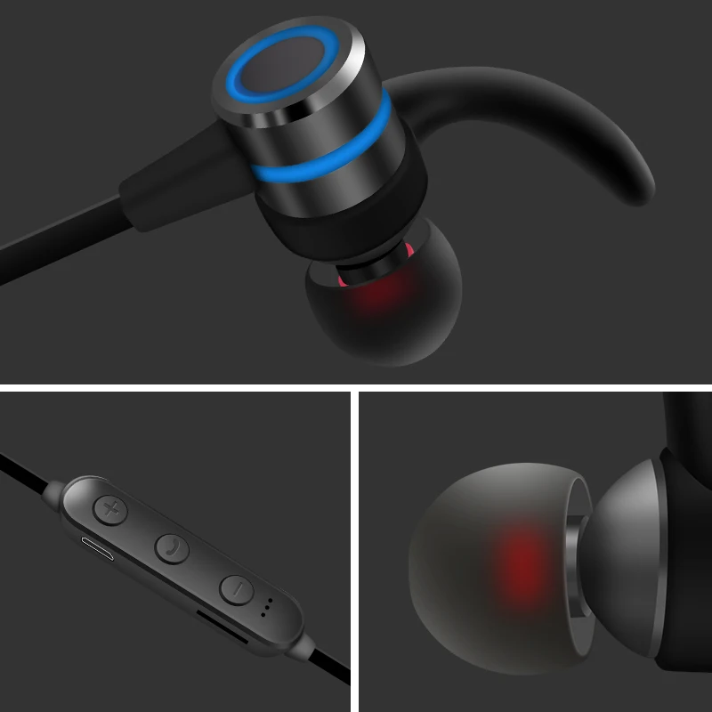 Металлические Магнитные Bluetooth наушники M & J беспроводные с защитой от пота TF