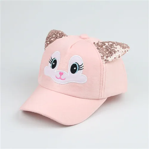 light pink Шапка для маленьких мальчиков; Детские бейсболки с мультяшными ушами; сезон весна-лето; Детские Солнцезащитные шапки для девочек; шапочки для детей; реквизит для фотосъемки - Цвет: light pink