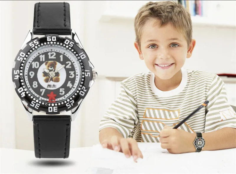 Роскошные брендовые Детские часы водонепроницаемые модные светящиеся кожаные 3D