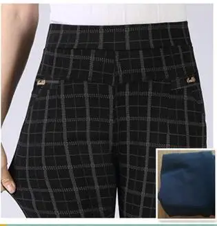 Thin black Осень-зима, женские брюки в клетку, теплые, плюс размер, вельветовые, тонкие, высокая талия, тянущиеся, узкие брюки, женские брюки, harajuku - Цвет: Thin black