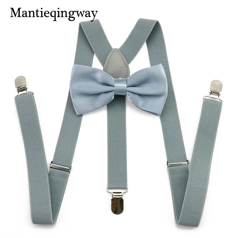 light grey Mantieqingway 2,5 см для взрослых 3 зажима Y сзади эластичные галстуки-бабочки с подтяжками набор подтяжек подтяжки шеи галстуки брекет ремень для мужчин - Цвет: light grey