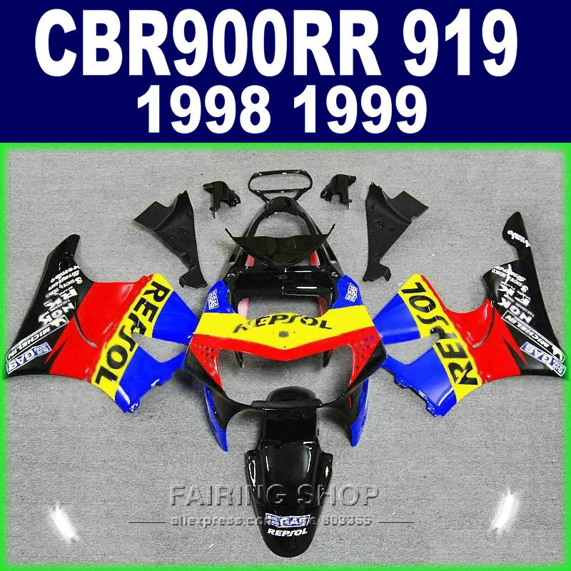 Cbr900rr919 98 99 Обтекатели для Honda cbr 900rr 919 1999 1998 комплект обтекателей (черный синий