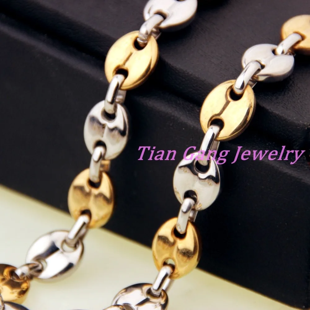 Винтажное ожерелье из кофейных зерен шириной 9 мм браслет нержавеющей стали для