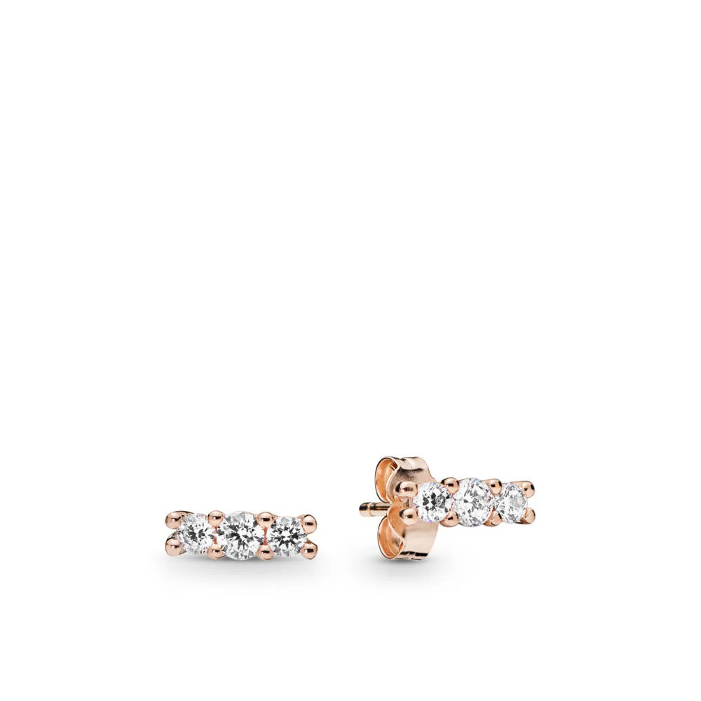 

Authentic 925 Sterling Silver Earring Flower Crown Heart Crystal Stud Earring For Women Wedding Party Jewelry Gift
