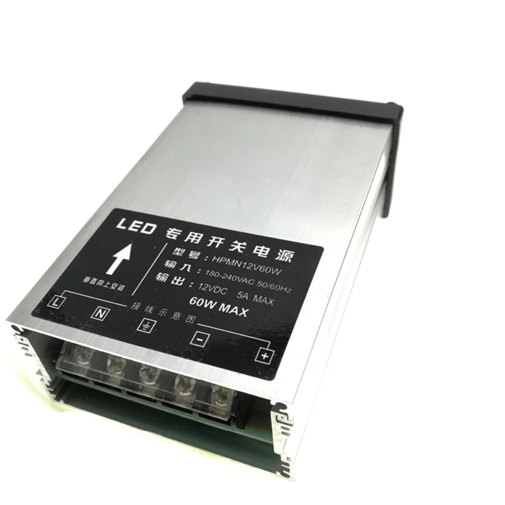 DC12V светодиодный открытый непромокаемые Питание 12V 5A 60W Светодиодный драйвер