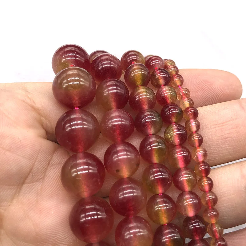 Искусственные бусины камень арбуз цвет женский браслет 4 6 8 10 12 мм | Украшения и