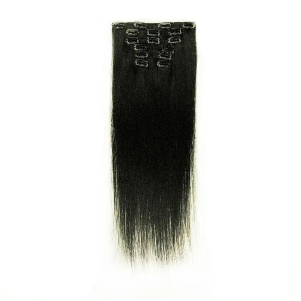 2014 new fashion color high quality 100% human virgin clip in hair extension 28 inch 7pcs 120g straight free shipping |