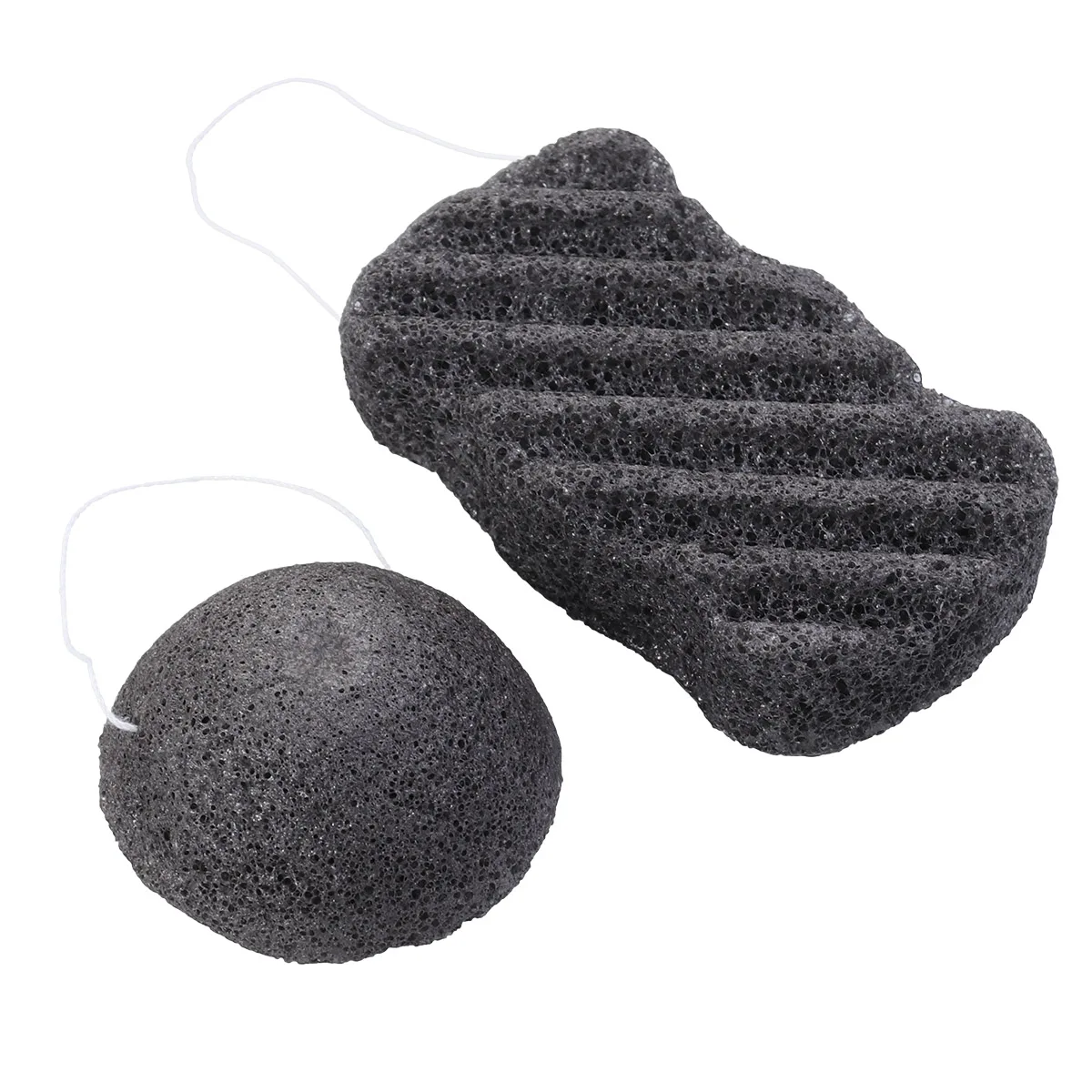2pcs Konjac Sponge Natural Lot Bamboo Charcoal Deep Cleansing Natural Reusable Activated Makeup Sponge For Face Skin Care Body
