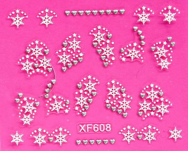 XF608 30 вариантов дизайна! Лак для ногтей, задний клей, 3D белые наклейки, декоративные наклейки для ногтей, красивые наклейки - Цвет: XF608