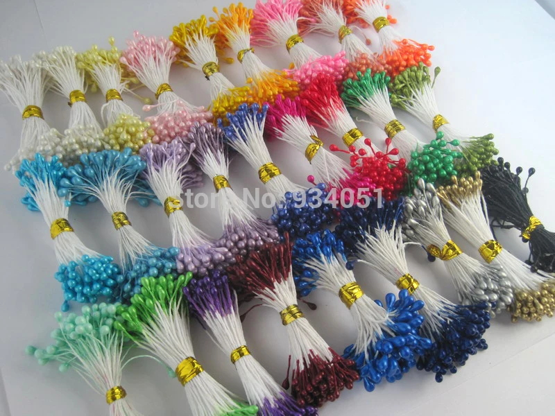

Free Shipping Assorted 1800pcs of 3mm Double Sided Pearl Stamen Floral Bunches for Wedding Decor, Candy Box, Xmas Stamen