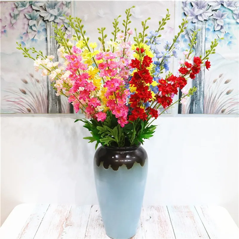 

10Pcs Fake Long Stem Hyacinth 33.46" Length Simulation Delphinium Violet for Home Wedding Decorative Artificial Flowers