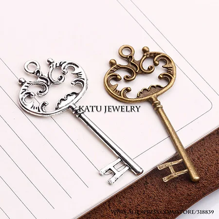 Retro Silver Bronze Винтажные подвески-Подвески с большой короной для ключей, металлические подвески ручной работы, Подвески для изготовления ювелирных изделий, 20 шт./лот, C8497 - Окраска металла: Retro Silver Bronze