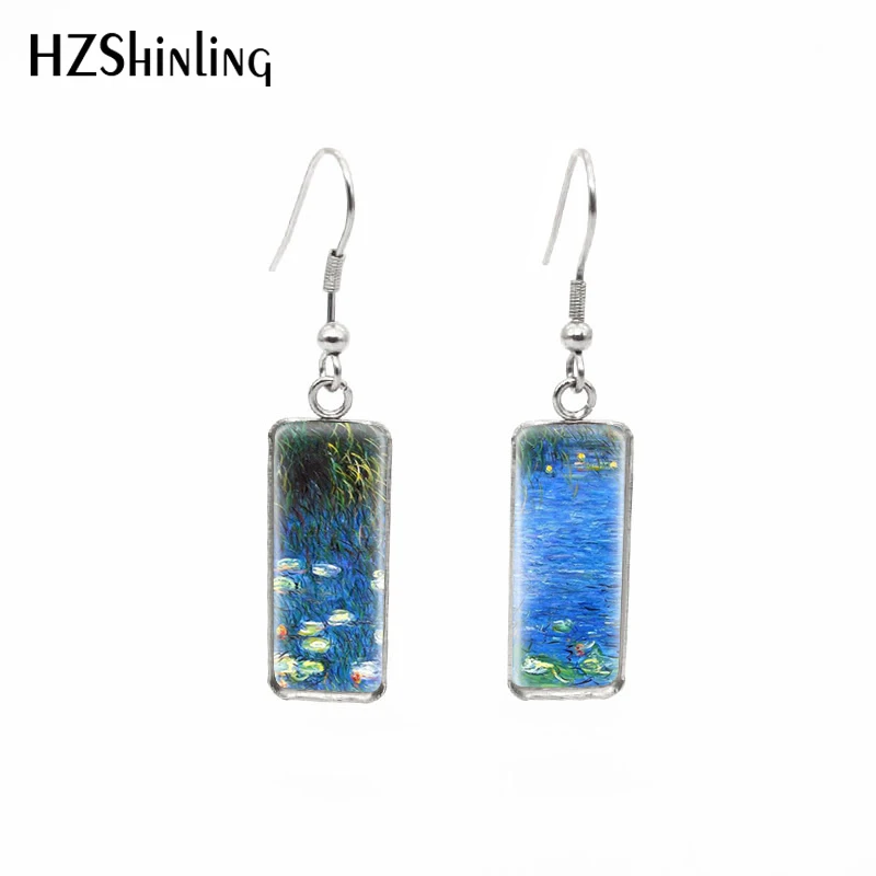 2019 новые прямоугольные серьги с водяной лилией цветочным рисунком и крючком для