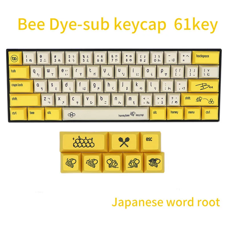 BGKC DSA Bee Тепловая Сублимация красителя для печати, PBT keycap для проводной USB механической клавиатуры Cherry MX switch keycaps