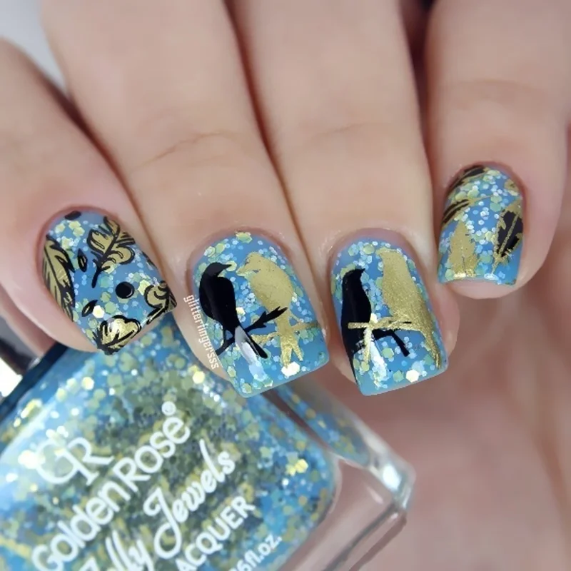 Рисунок с перьями дракона шаблон для дизайна ногтей пластина штамповки Pandox AP75|nail