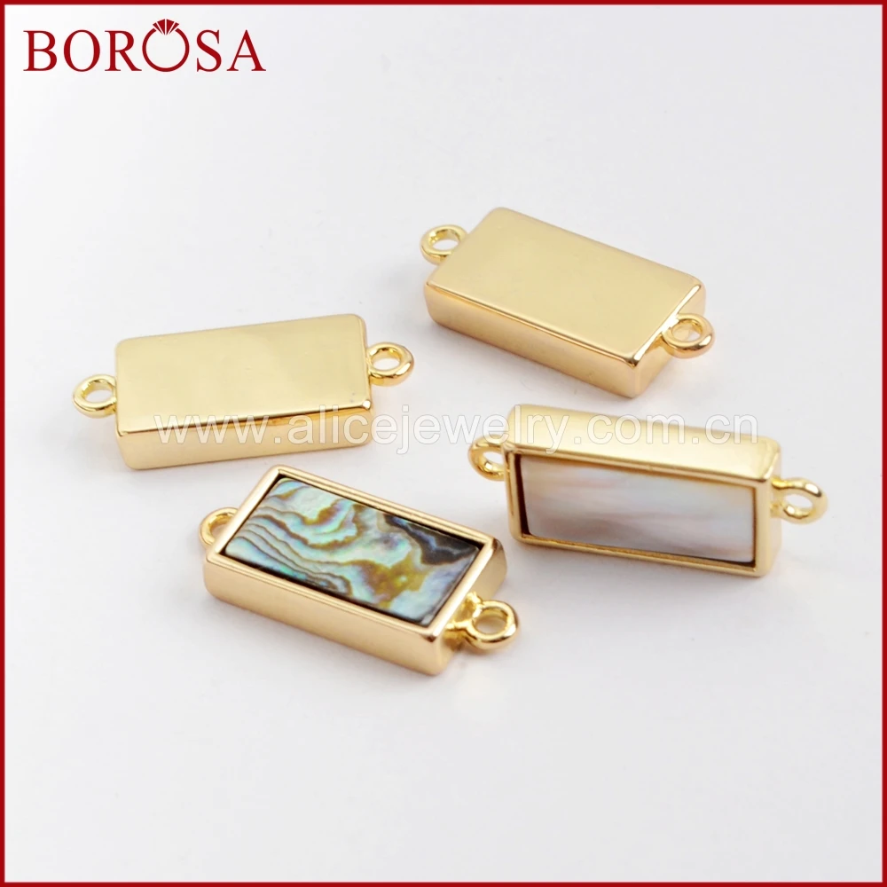 BOROSA оптовая продажа 20 шт прямоугольная натуральная оболочка ободок золотые