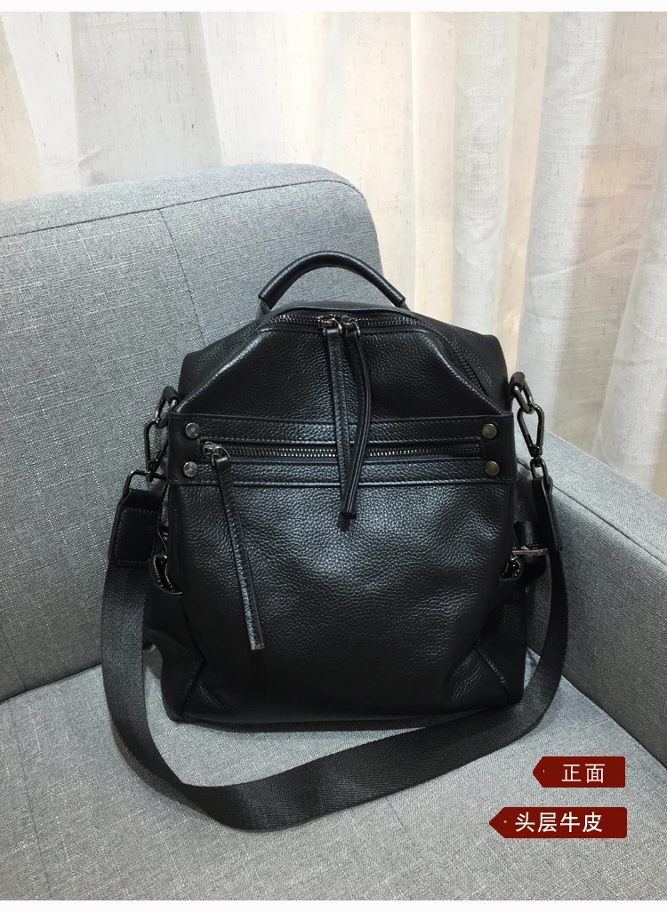 Женский рюкзак из натуральной кожи высокого качества Mochila Feminina Back Pack черный рюкзак