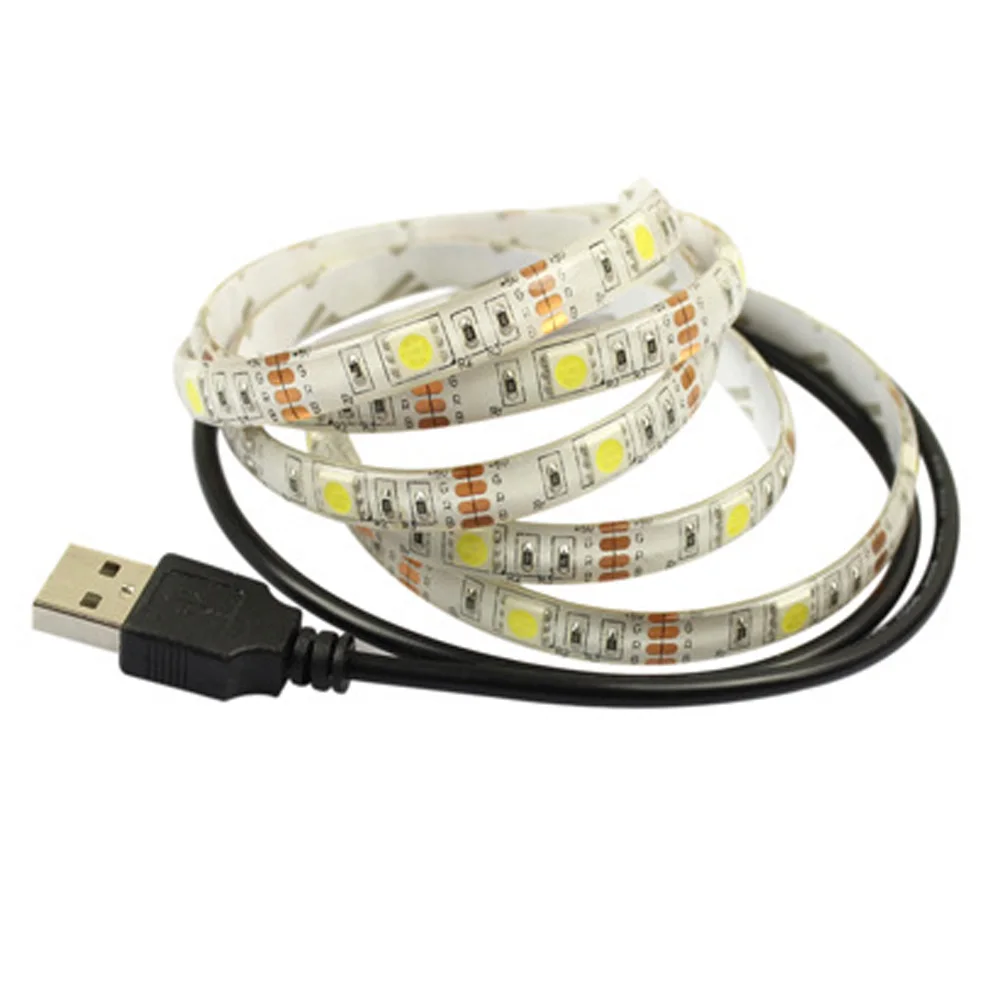 50 см/1 м Светодиодные ленты света DC 5 V смещения лампа Flexble SMD5050 USB Мощность HD ТВ