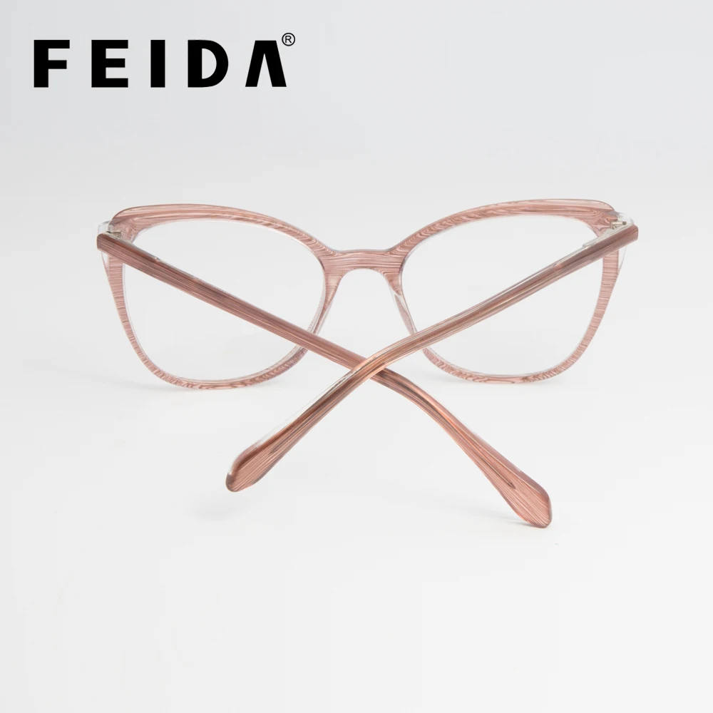 Женские прозрачные очки FEIDA розовые кошачий глаз в стиле ретро ацетатные